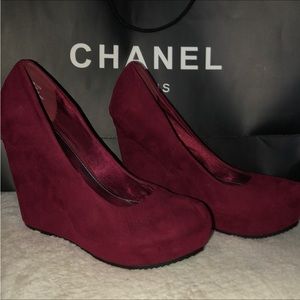 NEW burgundy Mia Platform Wedges